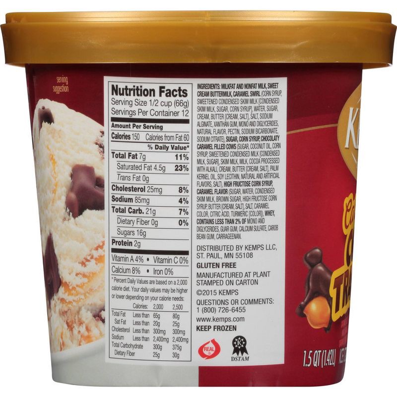 slide 2 of 5, Kemps Caramel Cow Tracks Premium Ice Cream - 48oz, 48 oz