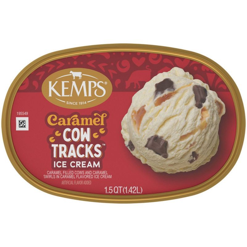 slide 7 of 8, Kemps Caramel Cow Tracks Premium Ice Cream - 48oz, 48 oz