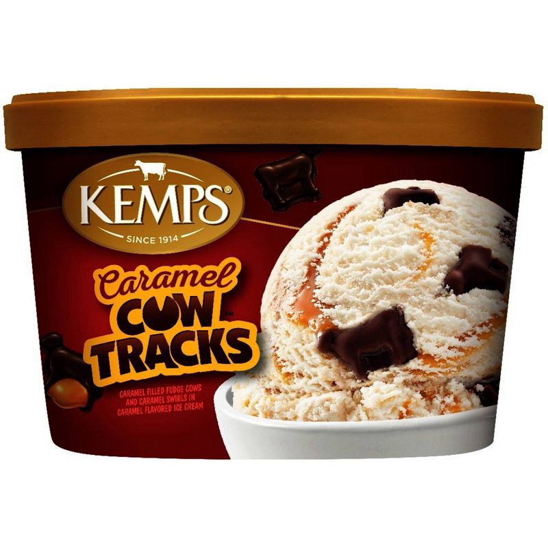 slide 1 of 5, Kemps Caramel Cow Tracks Premium Ice Cream - 48oz, 48 oz