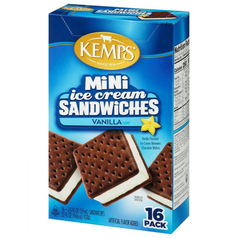 slide 3 of 5, Kemps Mini Vanilla Ice Cream Sandwiches - 16pk, 16 ct