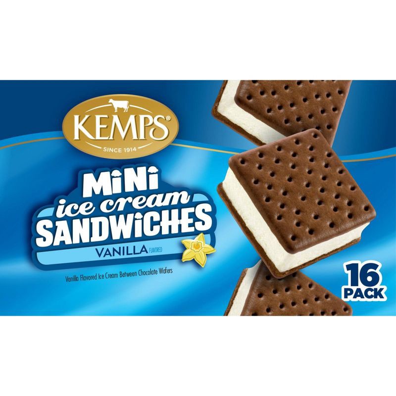 slide 1 of 5, Kemps Mini Vanilla Ice Cream Sandwiches - 16pk, 16 ct