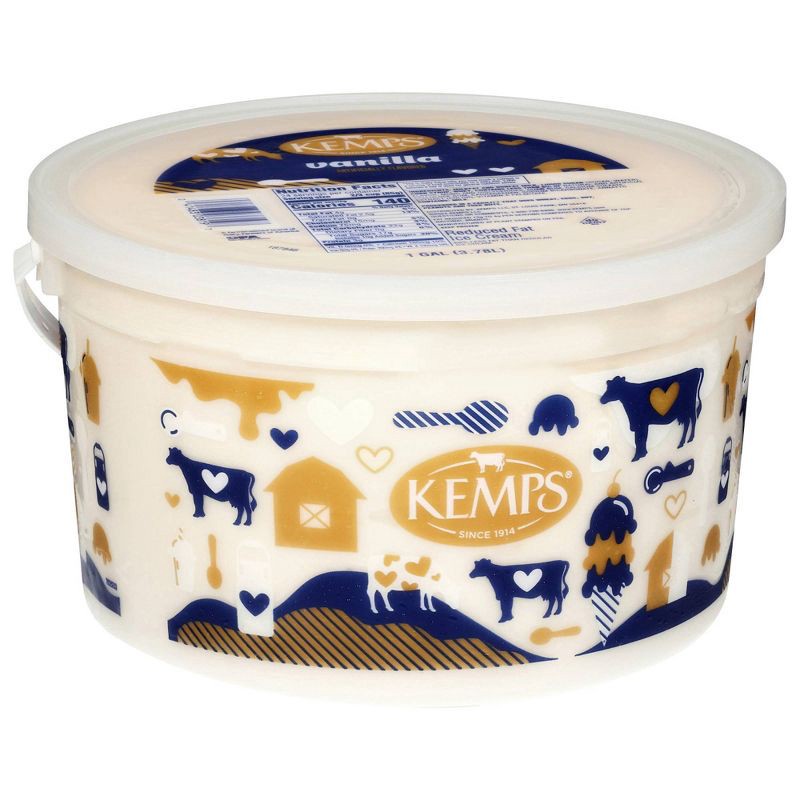 slide 3 of 8, Kemps Vanilla Reduced Fat Ice Cream - 128oz, 128 oz