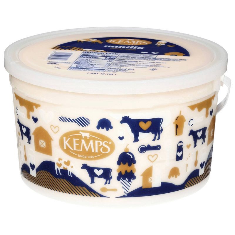 slide 4 of 8, Kemps Vanilla Reduced Fat Ice Cream - 128oz, 128 oz