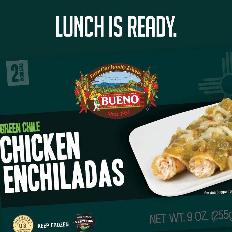 slide 2 of 2, Bueno Green Chile Chicken Frozen Enchiladas - 9oz, 9 oz