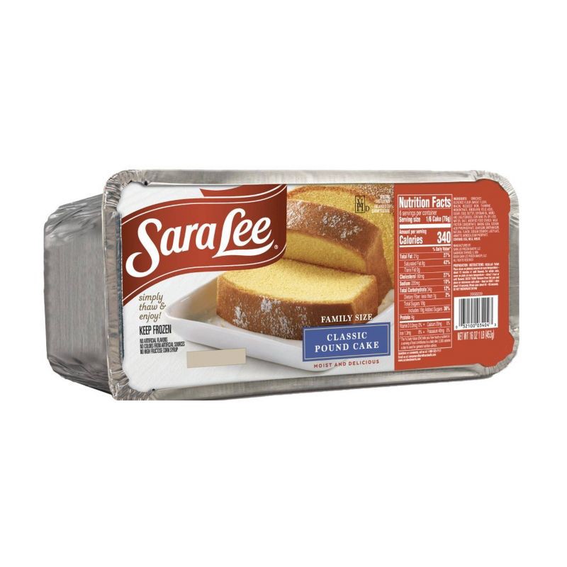 slide 2 of 8, Sara Lee Frozen Desserts Family Size Classic Pound Cake - 16oz, 16 oz