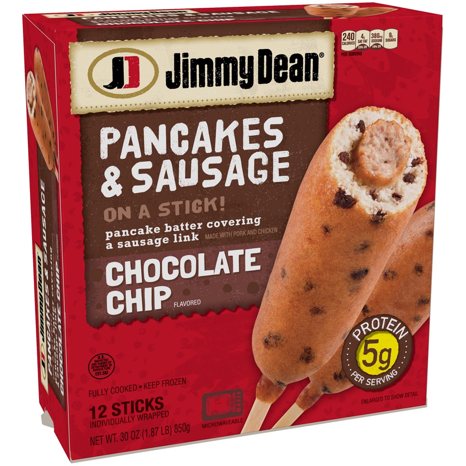 slide 2 of 6, Jimmy Dean Fully Cooked Chocolate Chip Pancake & Sausage on a Stick, 12 ct