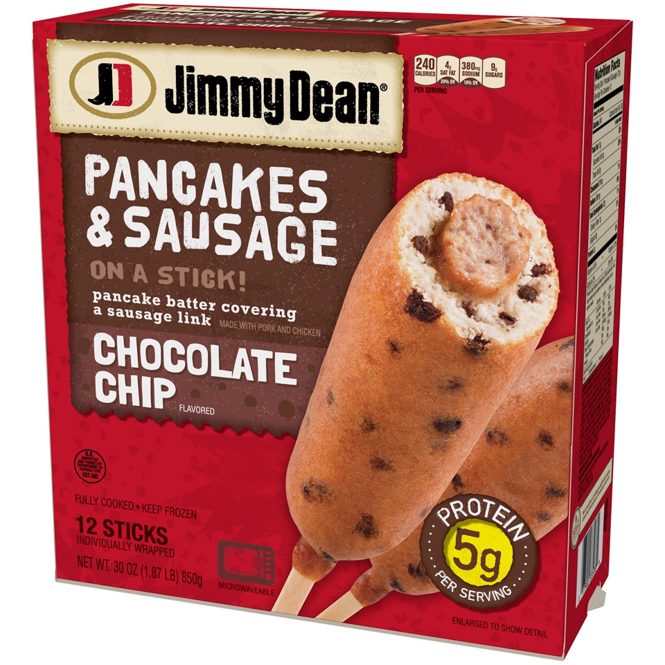 slide 4 of 6, Jimmy Dean Fully Cooked Chocolate Chip Pancake & Sausage on a Stick, 12 ct