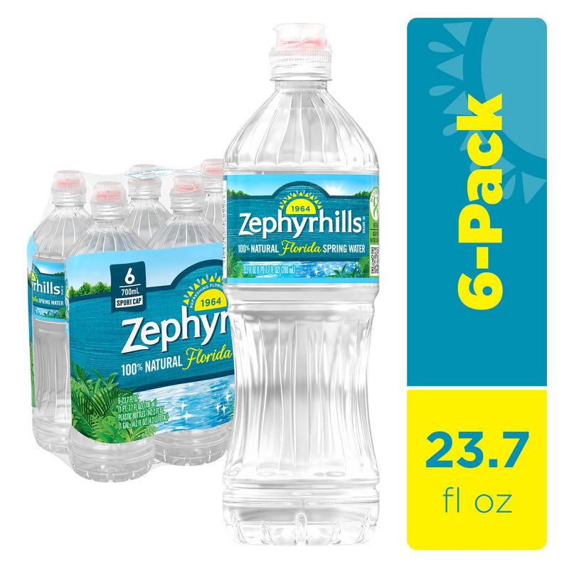slide 1 of 10, Zephyrhills Florida Spring Water - 6 Pack/23.7 Fl Oz Sports Bottle with Flip Cap, 6 ct; 23.7 fl oz