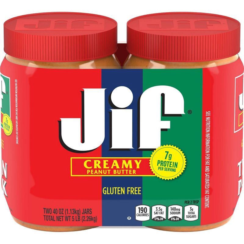 slide 1 of 6, Jif Creamy Peanut Butter Twin Pack - 80oz, 80 oz