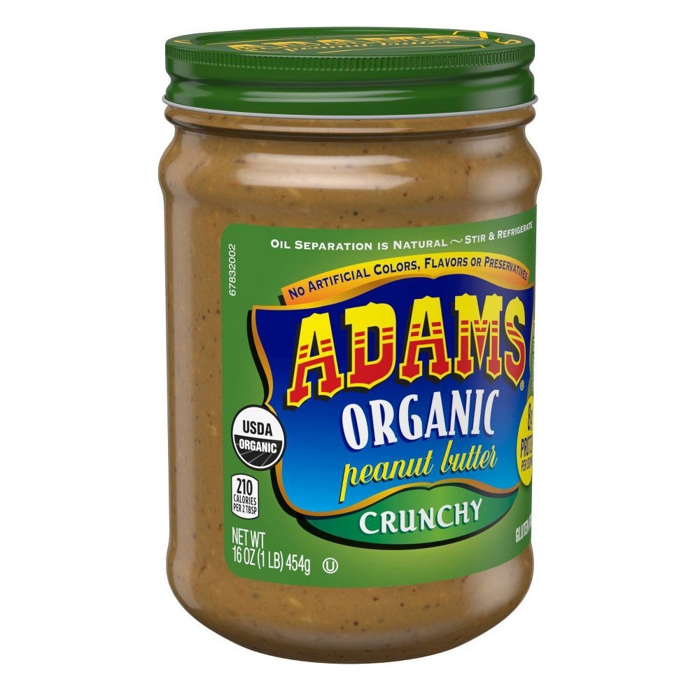 slide 2 of 3, Adams Peanut Butter Adam's Organic Crunchy Peanut Butter, 16 oz
