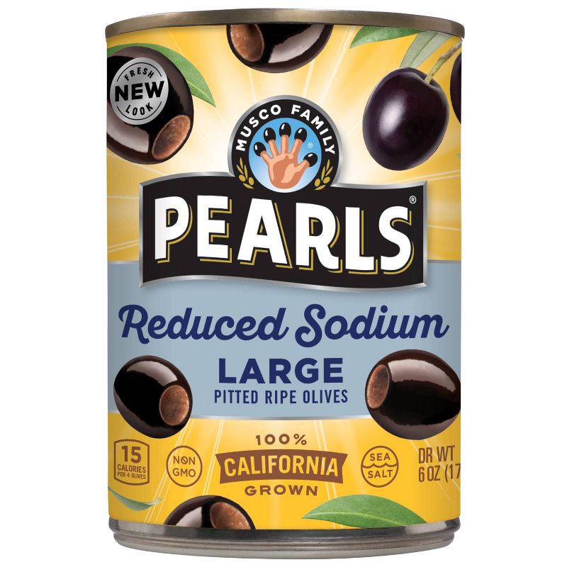 slide 1 of 3, Pearls Reduced Sodium Large Ripe Pitted Olives - 6oz, 6 oz