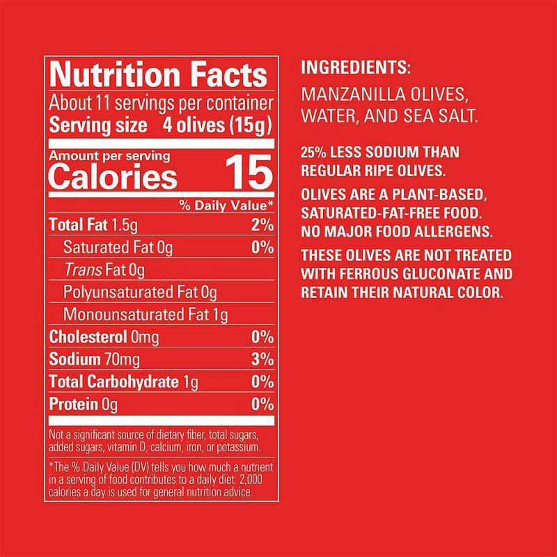 slide 2 of 17, Early California Reduced Sodium Large Pitted Ripe Olives - 6oz, 6 oz