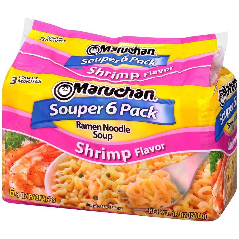 slide 2 of 3, Maruchan Souper 6-Pack Shrimp Ramen Noodle Soup - 18oz/6ct, 6 ct; 18 oz