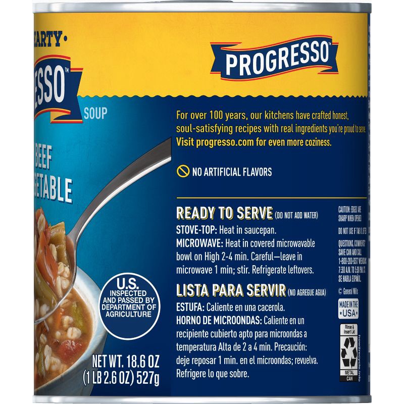 slide 6 of 8, Progresso Rich & Hearty Savory Beef Barley Vegetable Soup - 18.6oz, 18.6 oz