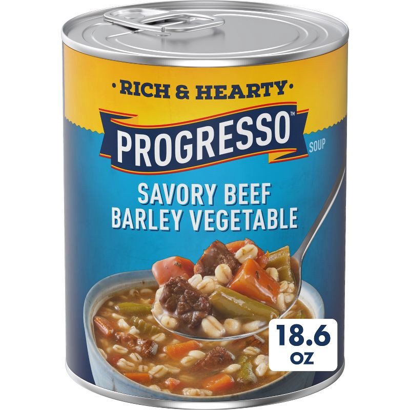 slide 1 of 8, Progresso Rich & Hearty Savory Beef Barley Vegetable Soup - 18.6oz, 18.6 oz