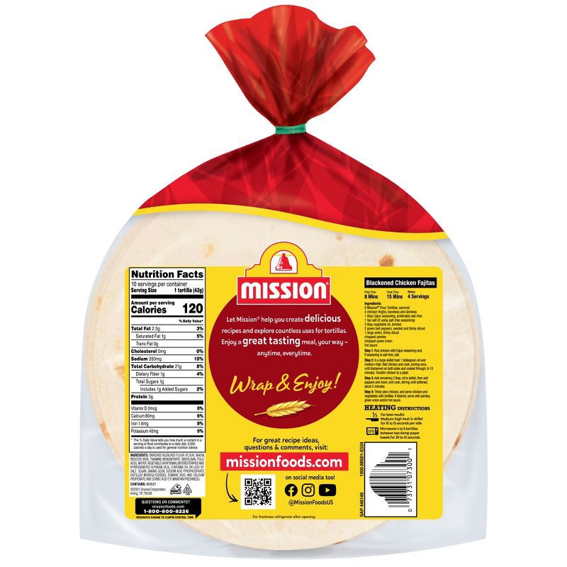 slide 2 of 4, Mission Fajita Grande Size Super Soft Flour Tortillas - 15oz/10ct, 10 ct; 15 oz