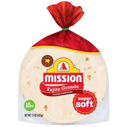 Mission Fajita Grande Size Super Soft Flour Tortillas - 15oz/10ct