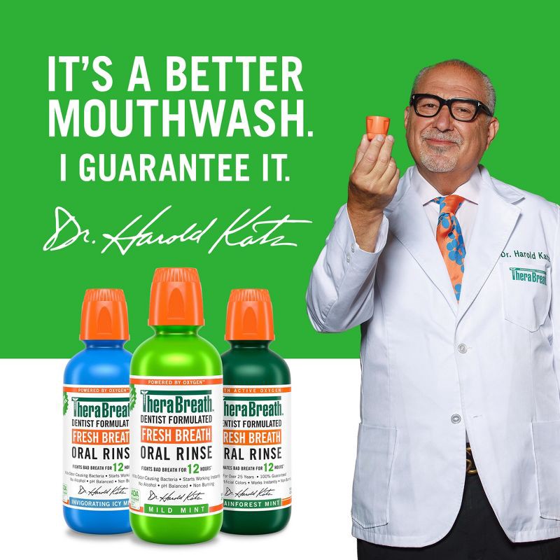 slide 7 of 9, TheraBreath Fresh Breath Mouthwash Alcohol-Free - Mild Mint - 33.8 fl oz, 33.8 fl oz