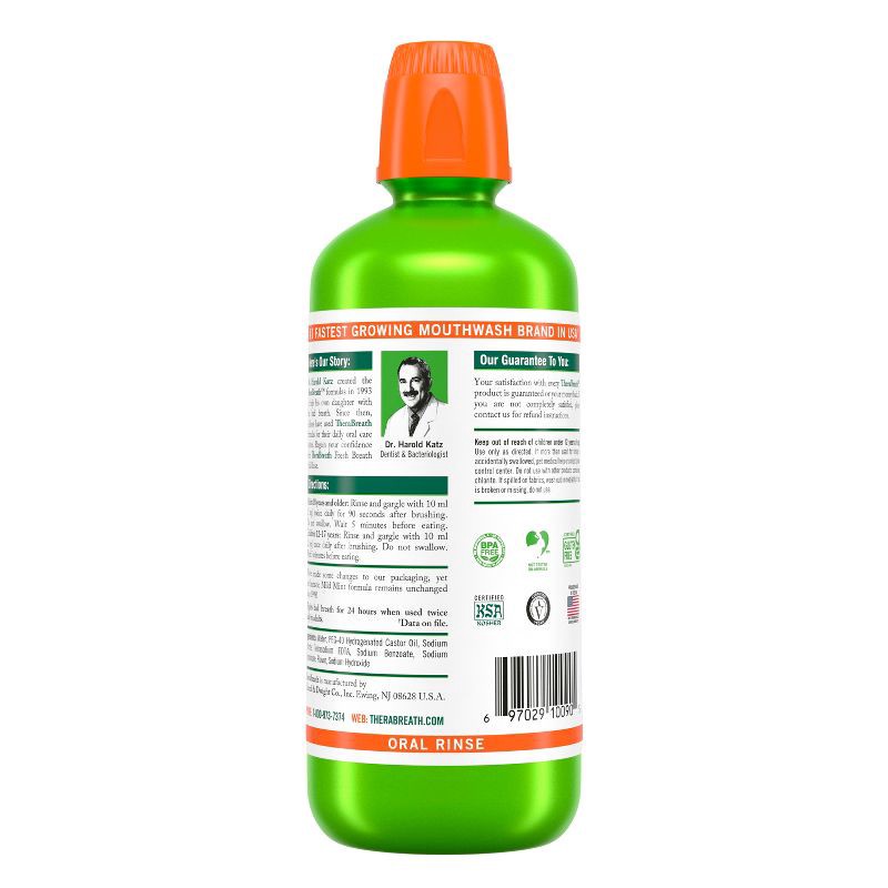 slide 9 of 9, TheraBreath Fresh Breath Mouthwash Alcohol-Free - Mild Mint - 33.8 fl oz, 33.8 fl oz