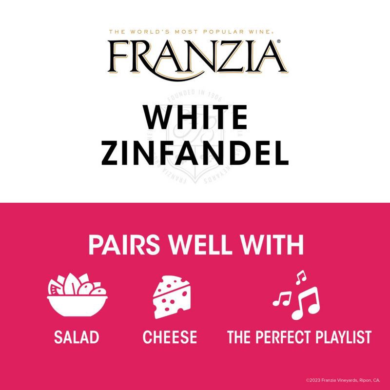 slide 2 of 7, Franzia White Zinfandel Rose Wine - 3L Box, 3 liter