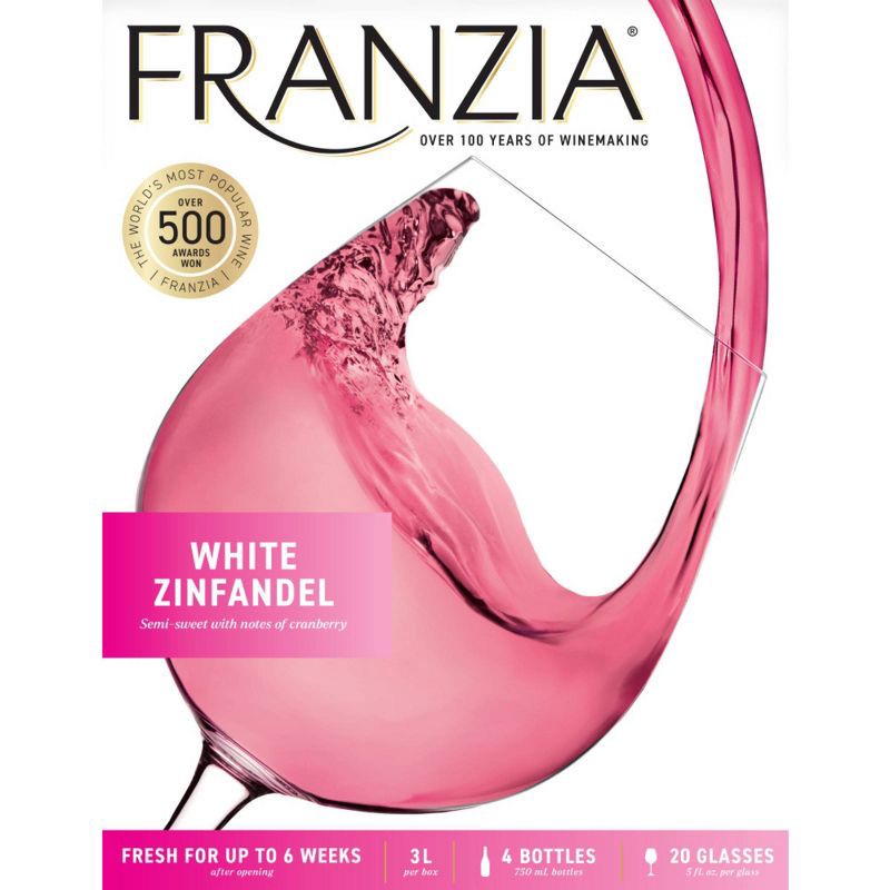 slide 2 of 7, Franzia White Zinfandel Rose Wine - 3L Box, 3 liter