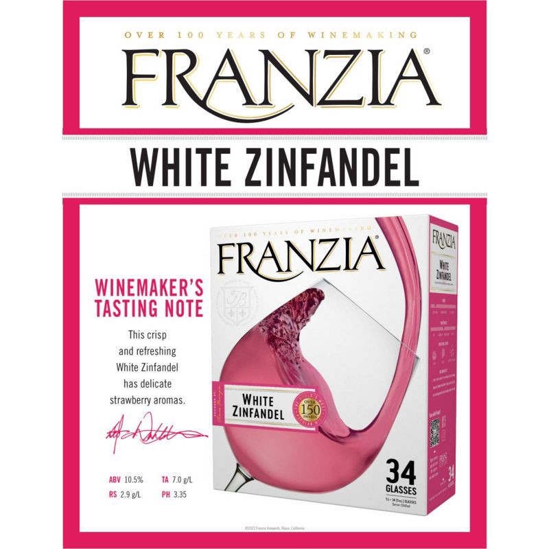 slide 4 of 7, Franzia White Zinfandel Rose Wine - 3L Box, 3 liter