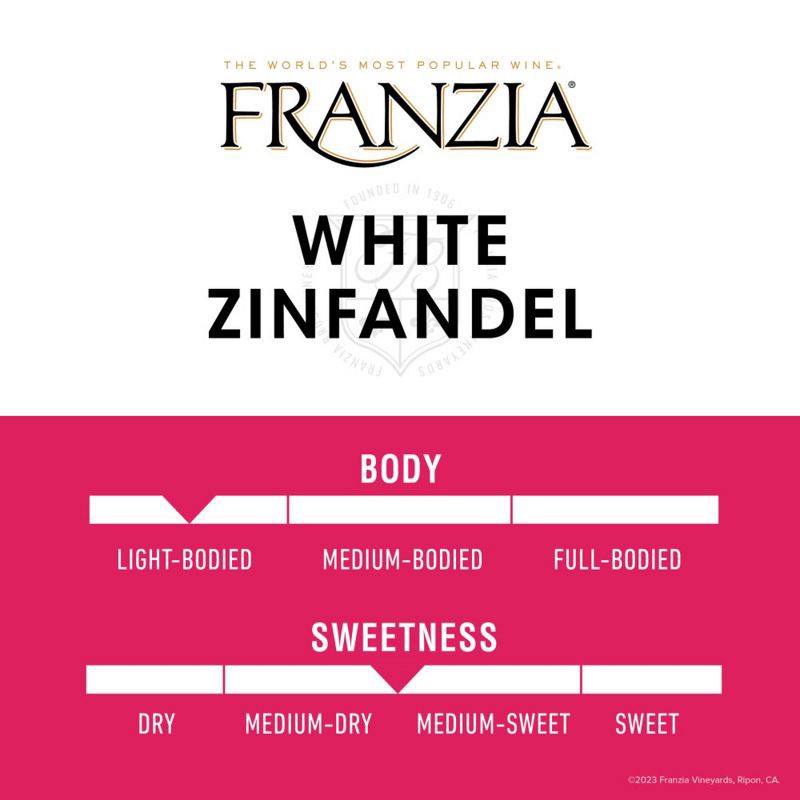 slide 5 of 7, Franzia White Zinfandel Rose Wine - 3L Box, 3 liter