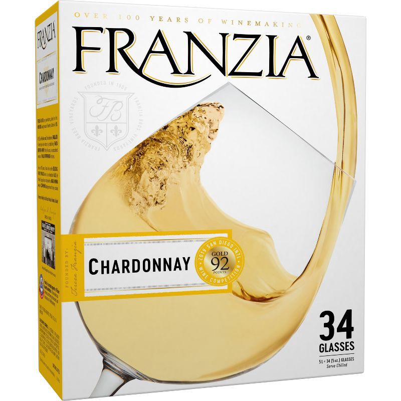 slide 1 of 9, Franzia Chardonnay White Wine - 5L Box, 5 liter