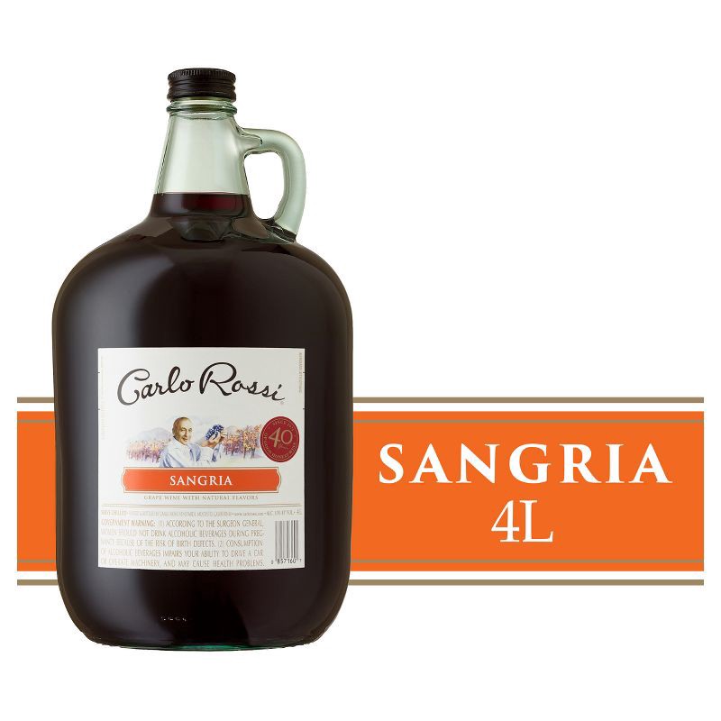 slide 4 of 6, Carlo Rossi Sangria Red Wine - 4L, 4 liter