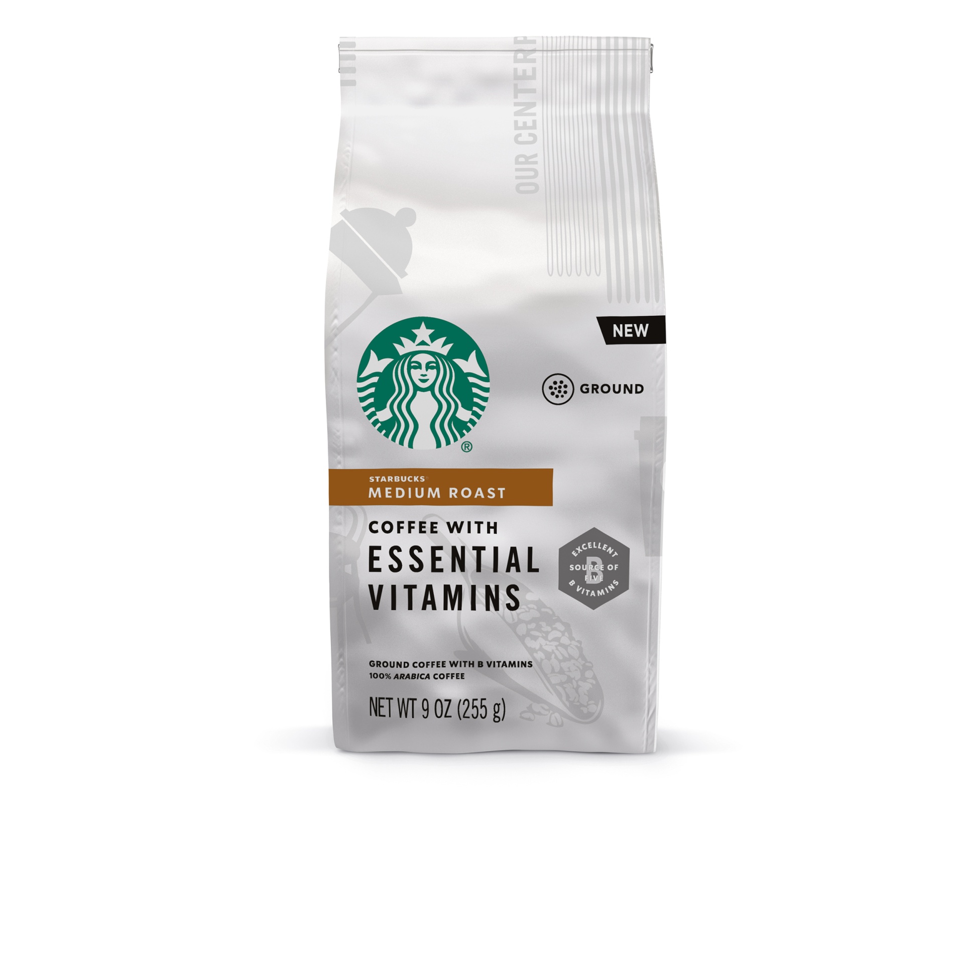 slide 1 of 4, Starbucks Medium Roast Ground Coffee with Essential B Vitamins — 1 bag (9 oz.), 9 oz