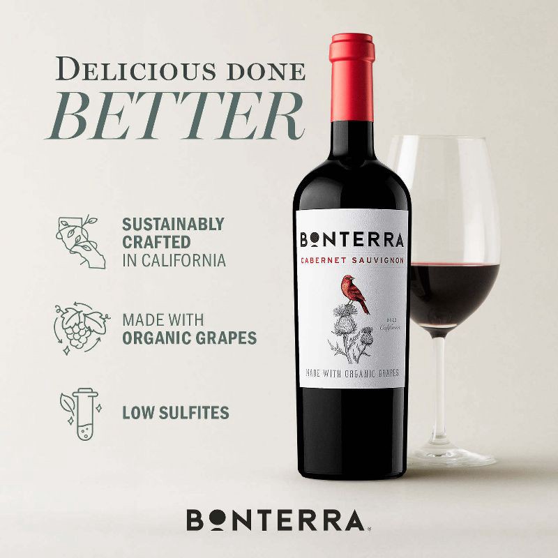 slide 6 of 7, Bonterra Cabernet Sauvignon Red Wine - 750ml Bottle, 750 ml