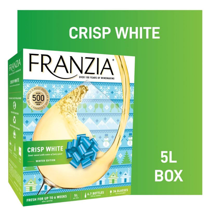 slide 3 of 5, Franzia Crisp White Wine - 5L Box, 5 liter