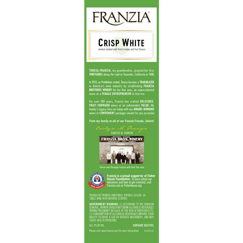 slide 10 of 10, Franzia Crisp White Wine - 5L Box, 5 liter