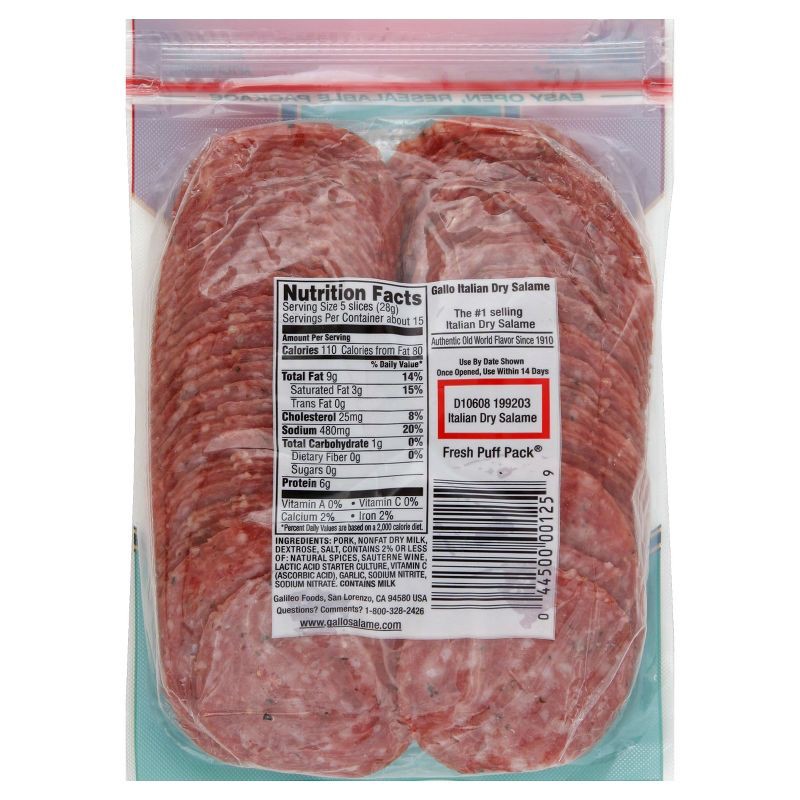 slide 7 of 7, Gallo Salame Gallo Sliced Salami - 15.2oz, 15.2 oz