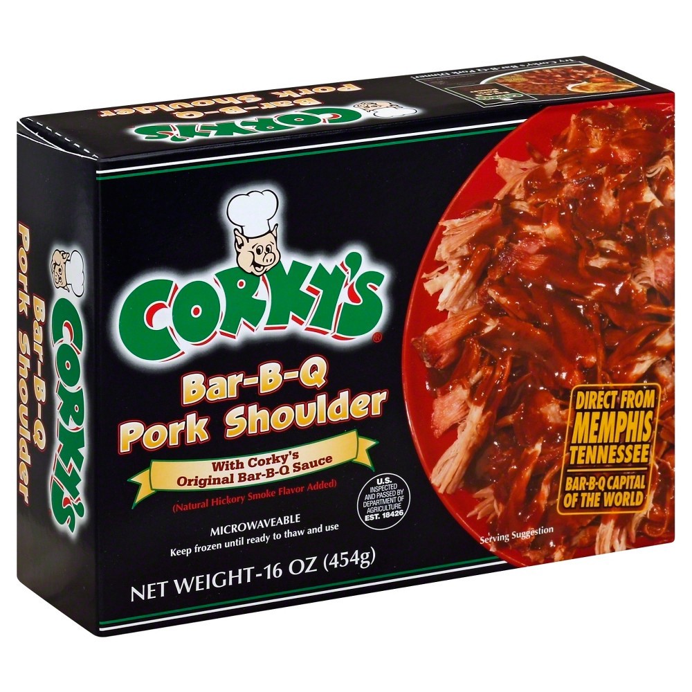 slide 4 of 5, Corky's BBQ Pork Shoulder - Frozen - 16oz, 16 oz