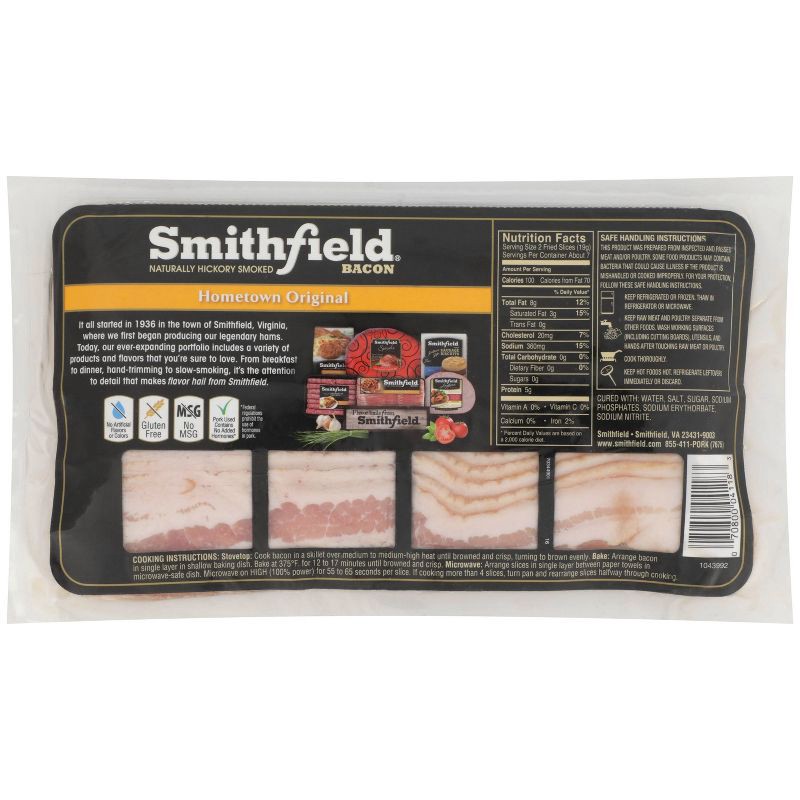 slide 4 of 4, Smithfield Hometown Original Bacon - 16oz, 16 oz