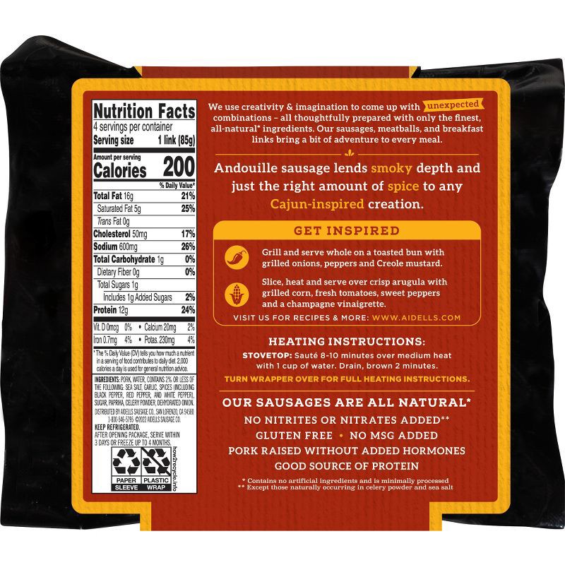 slide 2 of 4, Aidells Cajun Style Andouille Smoked Pork Sausage - 12oz/4ct, 4 ct; 12 oz