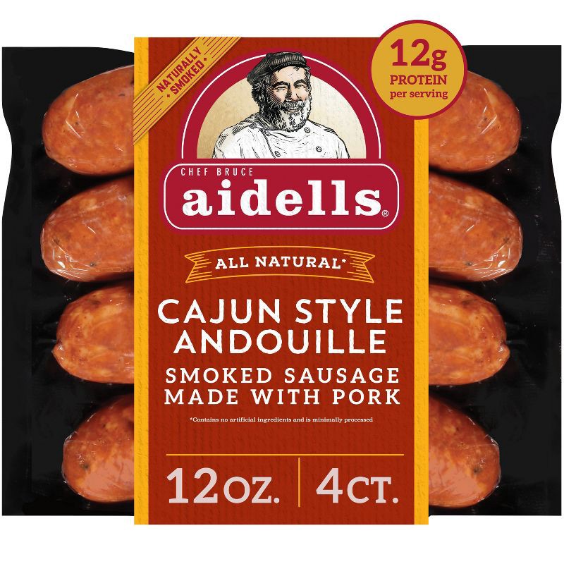 slide 1 of 4, Aidells Cajun Style Andouille Smoked Pork Sausage - 12oz/4ct, 4 ct; 12 oz