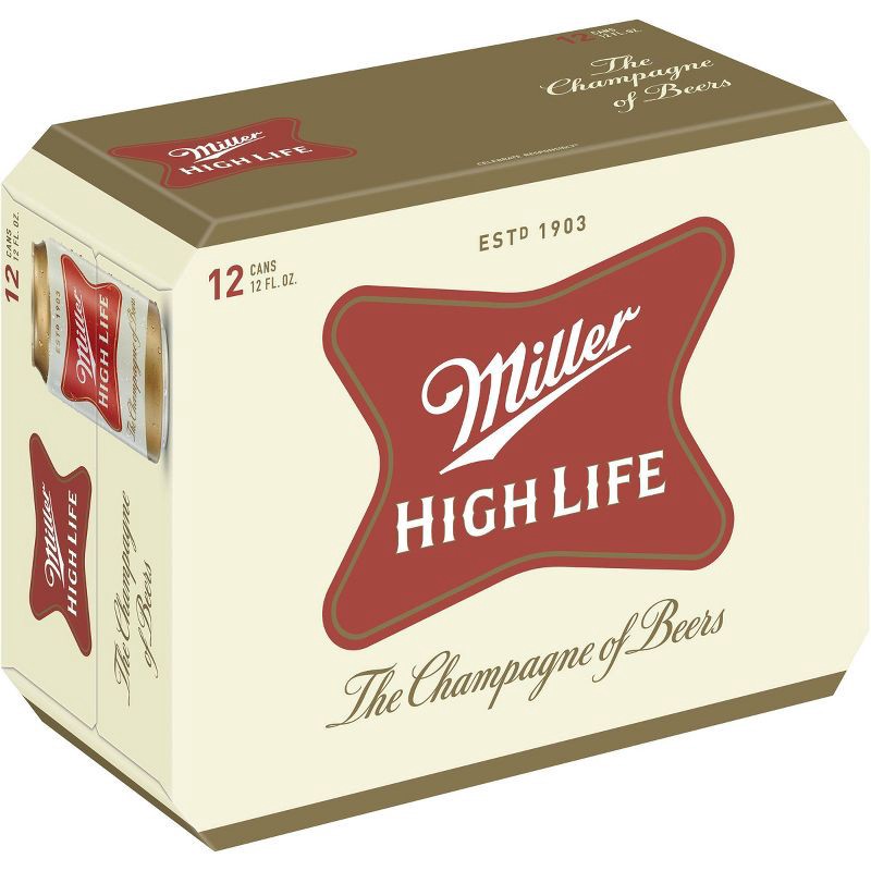 slide 1 of 9, Miller High Life Beer - 12pk/12 fl oz Cans, 12 ct; 12 fl oz