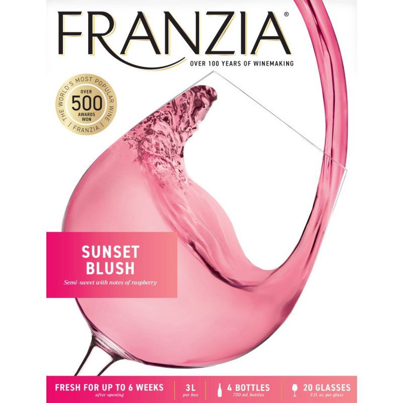 slide 7 of 8, Franzia Sunset Blush Rose Wine - 3L Box, 3 liter