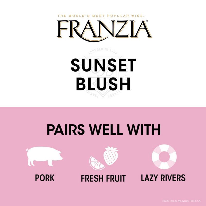 slide 3 of 8, Franzia Sunset Blush Rose Wine - 3L Box, 3 liter