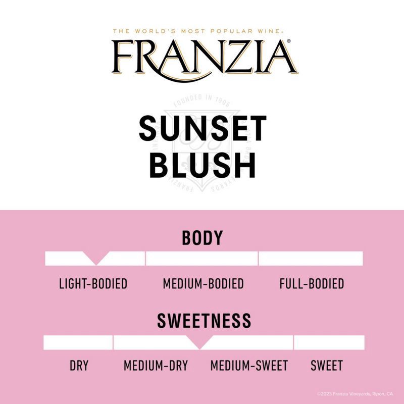 slide 5 of 8, Franzia Sunset Blush Rose Wine - 3L Box, 3 liter