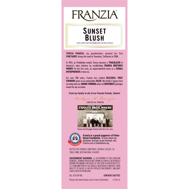 slide 8 of 8, Franzia Sunset Blush Rose Wine - 3L Box, 3 liter