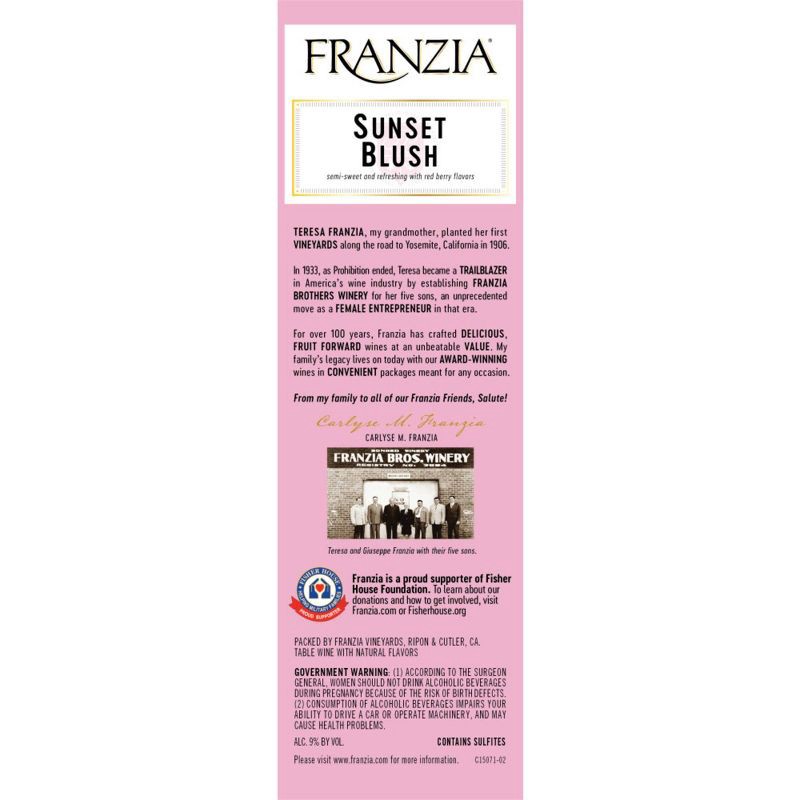 slide 7 of 7, Franzia Sunset Blush Rose Wine - 5L Box, 5 liter