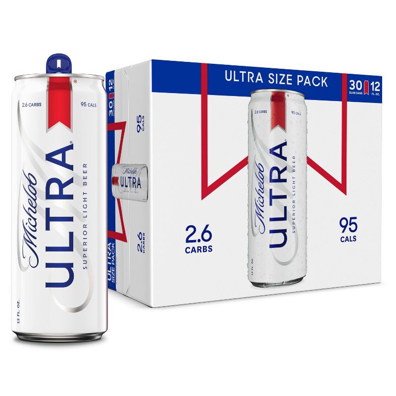 slide 1 of 10, Michelob Ultra Superior Light Beer - 30pk/12 fl oz Cans, 30 ct; 12 fl oz