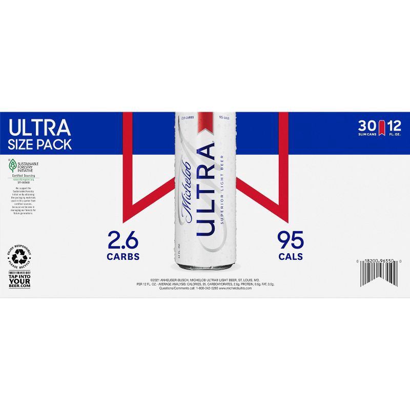 slide 5 of 10, Michelob ULTRA Superior Light American Lager Beer - 30pk/12 fl oz Cans, 30 ct; 12 fl oz