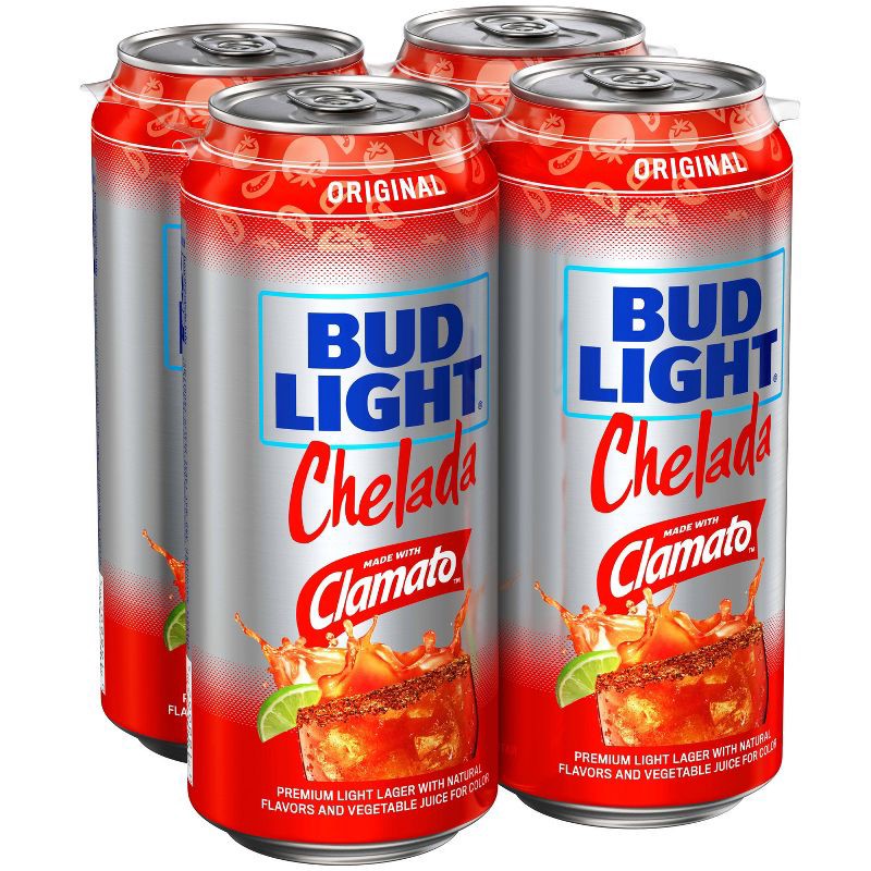 slide 1 of 10, Bud Light & Clamato Beer - 4pk/16 fl oz Cans, 4 ct; 16 fl oz