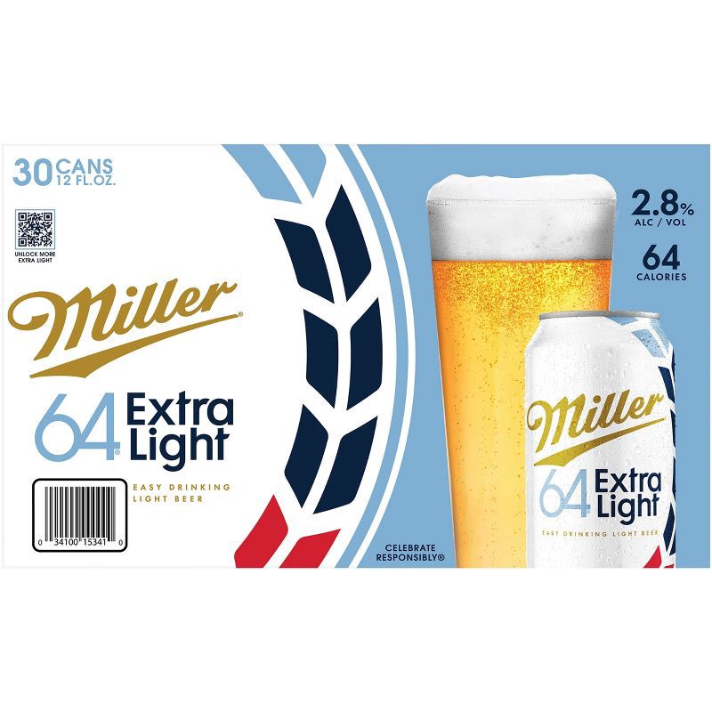 slide 7 of 13, Miller Extra Light Beer - 30pk/12 fl oz Cans, 30 ct, 12 fl oz