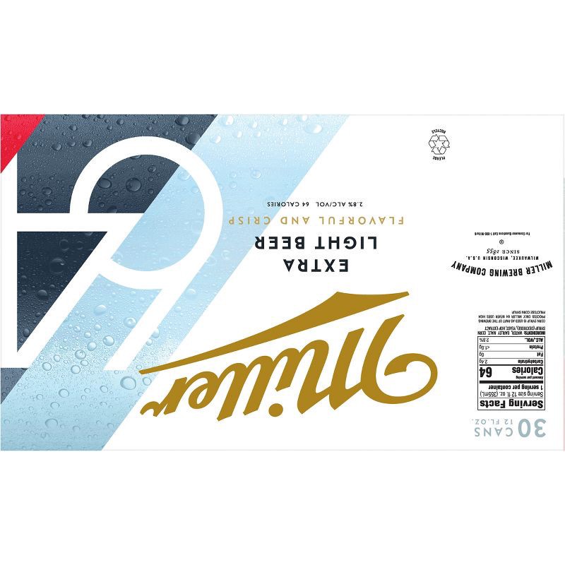 slide 9 of 13, Miller Extra Light Beer - 30pk/12 fl oz Cans, 30 ct, 12 fl oz