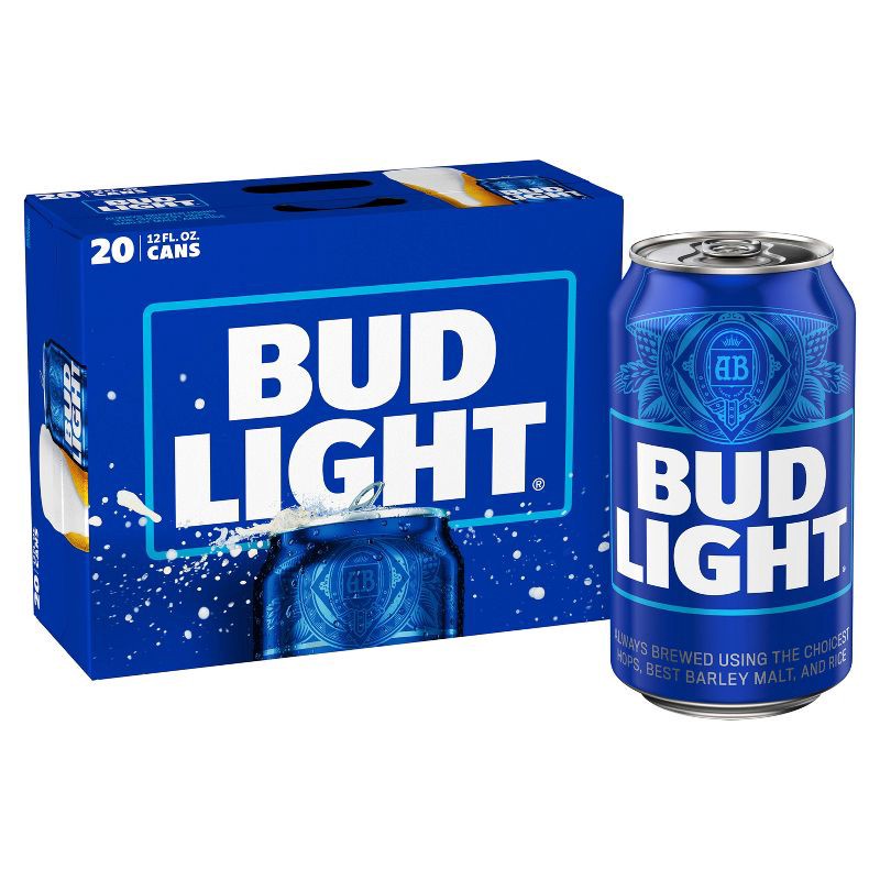 slide 1 of 1, Bud Light Beer - 20pk/12 fl oz Cans, 20 ct; 12 fl oz